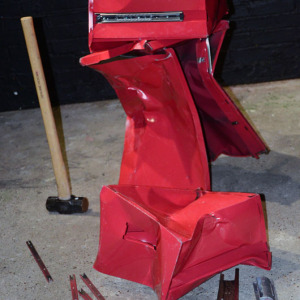 smashed filing cabinet