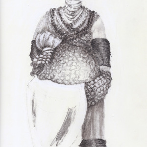 Aude-HERAIL-JAGER-01bDrawing-Book-53-A4-p.16-African-doll-BW-Prep.Drawing-S-I-HYMAN-2018-
