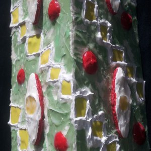 seaward_flotilla_of_fried_egg_canoes_detail_62x37x9cm_mixed_media
